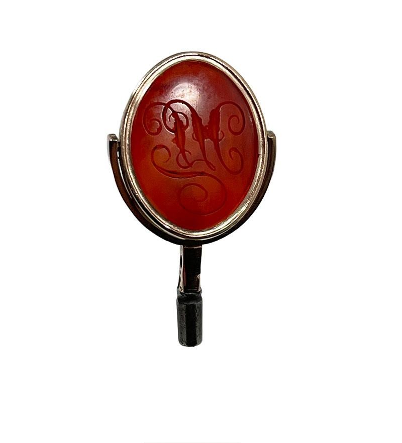 European 19th Century Agate spinner watch key and wax seal stamp For Sale