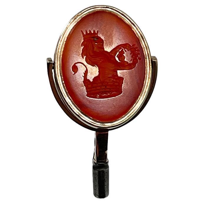 19th Century Agate spinner watch key and wax seal stamp For Sale