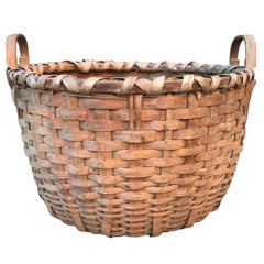 Used 19th Century Splint Oak Bushel Basket