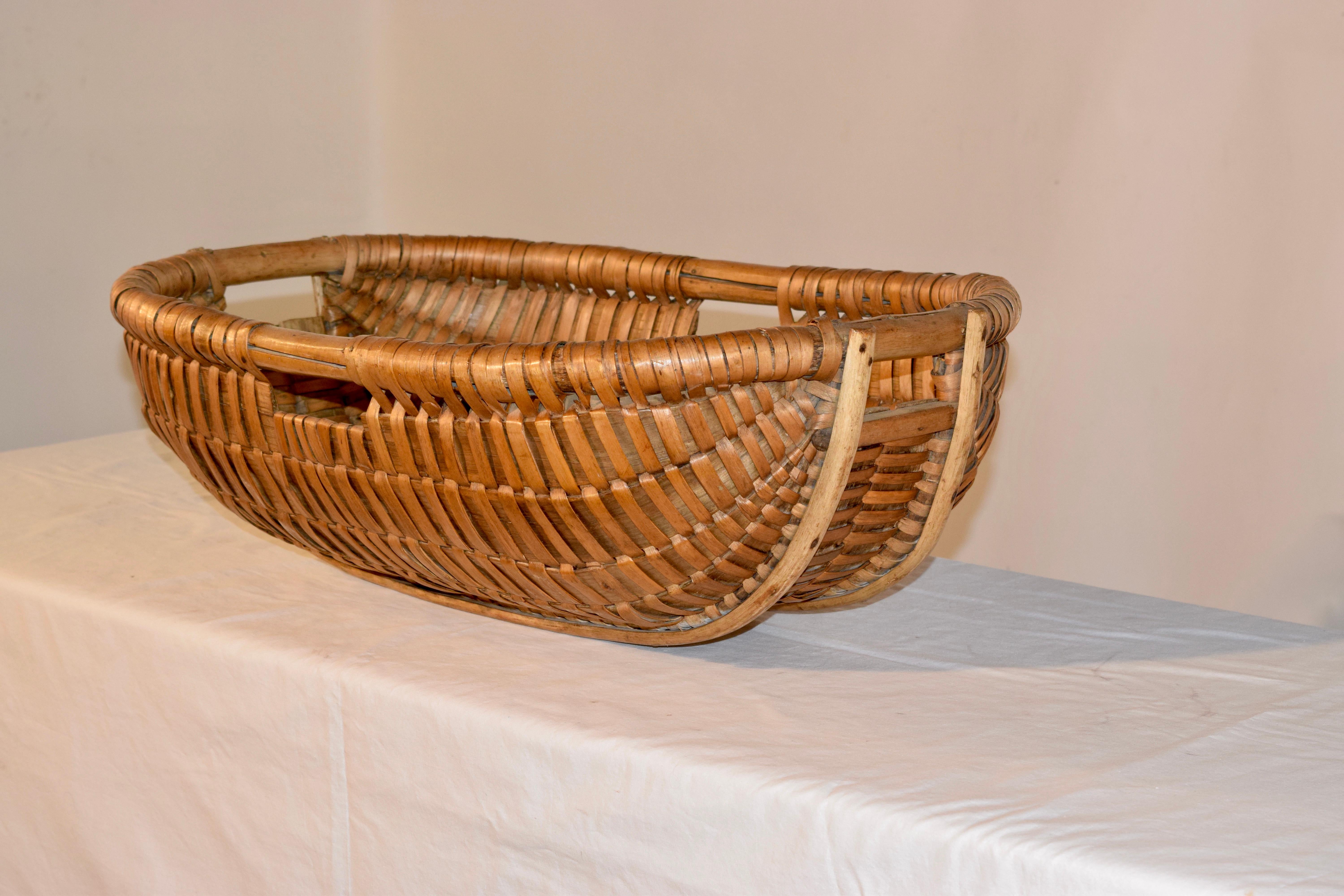 Rustic 19th Century Split Oak Basket For Sale