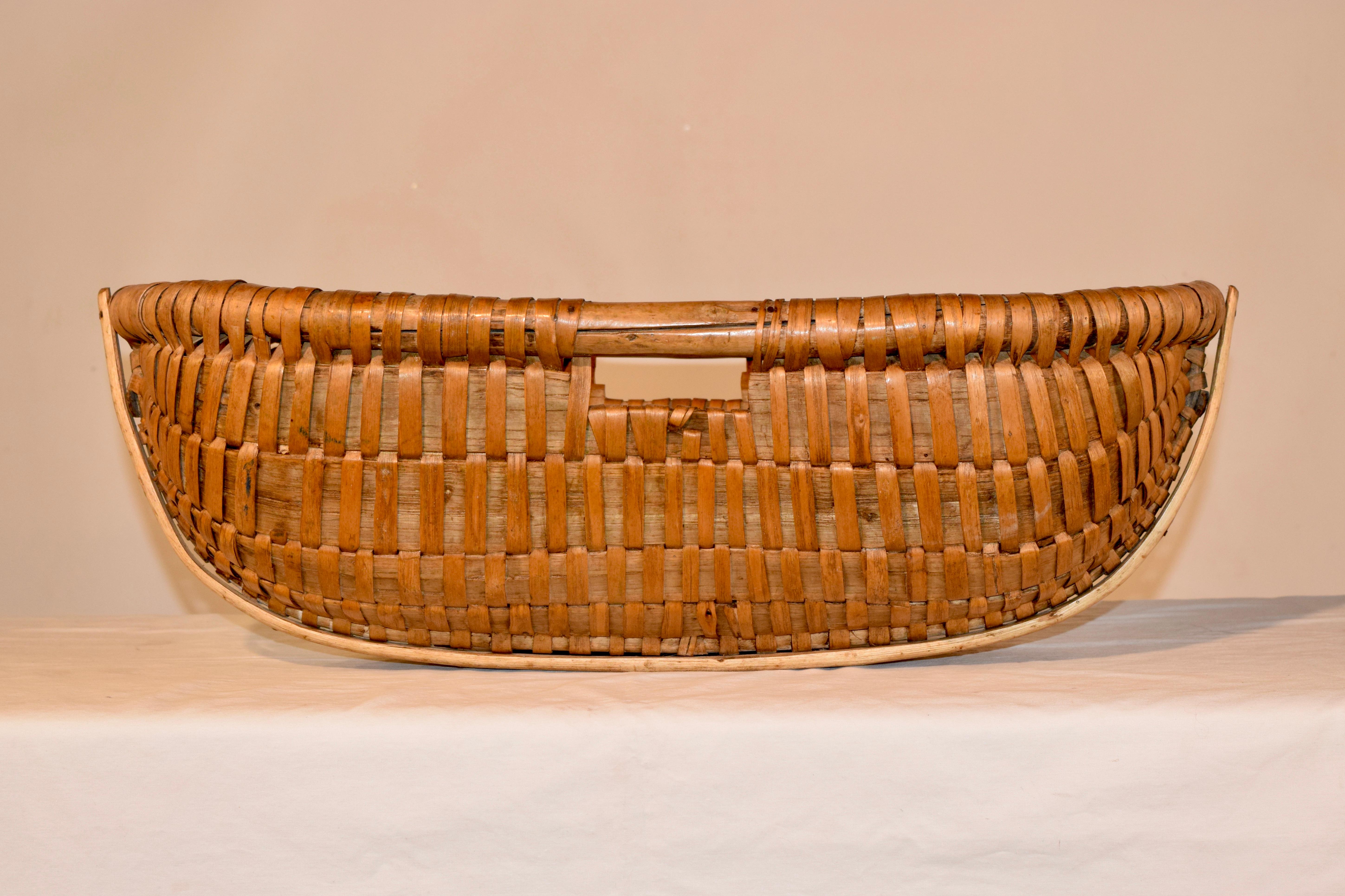 Hand-Woven 19th Century Split Oak Basket For Sale