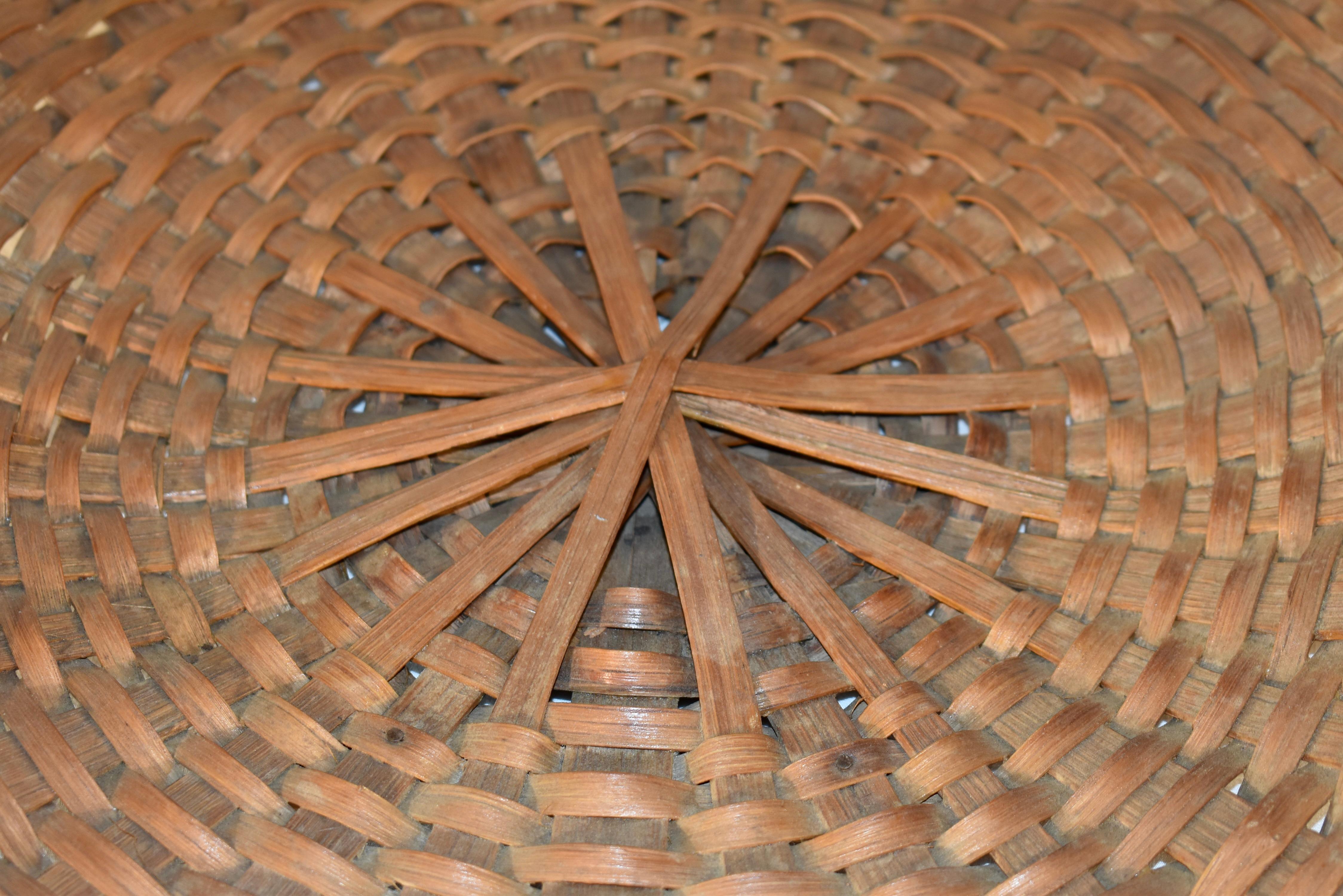 Country 19th Century Split Oak Flower Gathering Basket For Sale