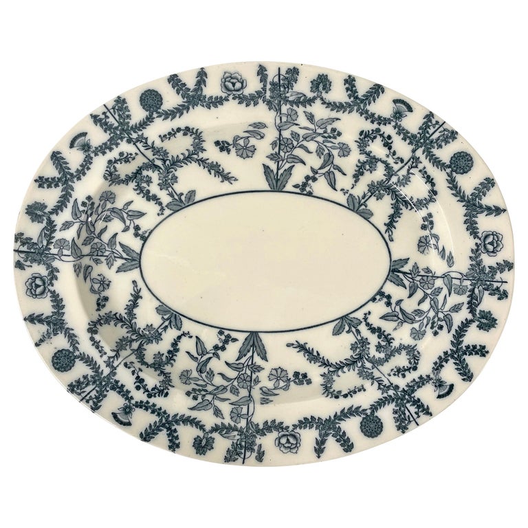 19th Century Spode Blue and White Platter For Sale