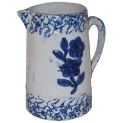 19th Century Sponge Pitcher with Floral Design