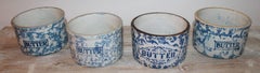 19th Century Sponge Ware Butter Crocks / Collection of Four