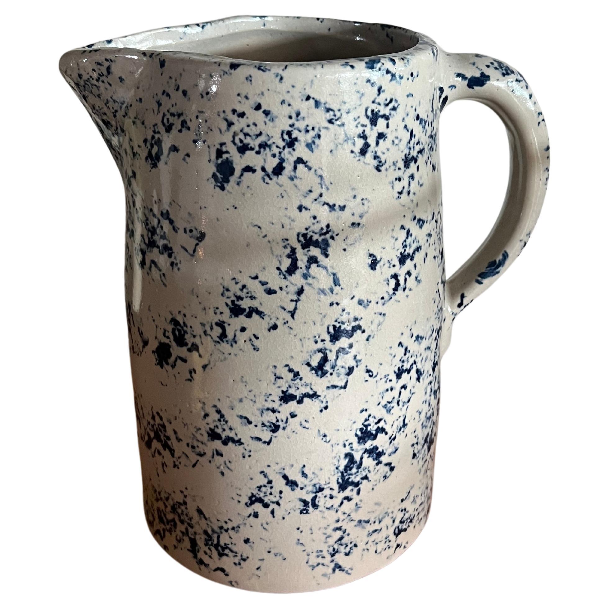 19th Century Sponge ware Ceramic Pitcher