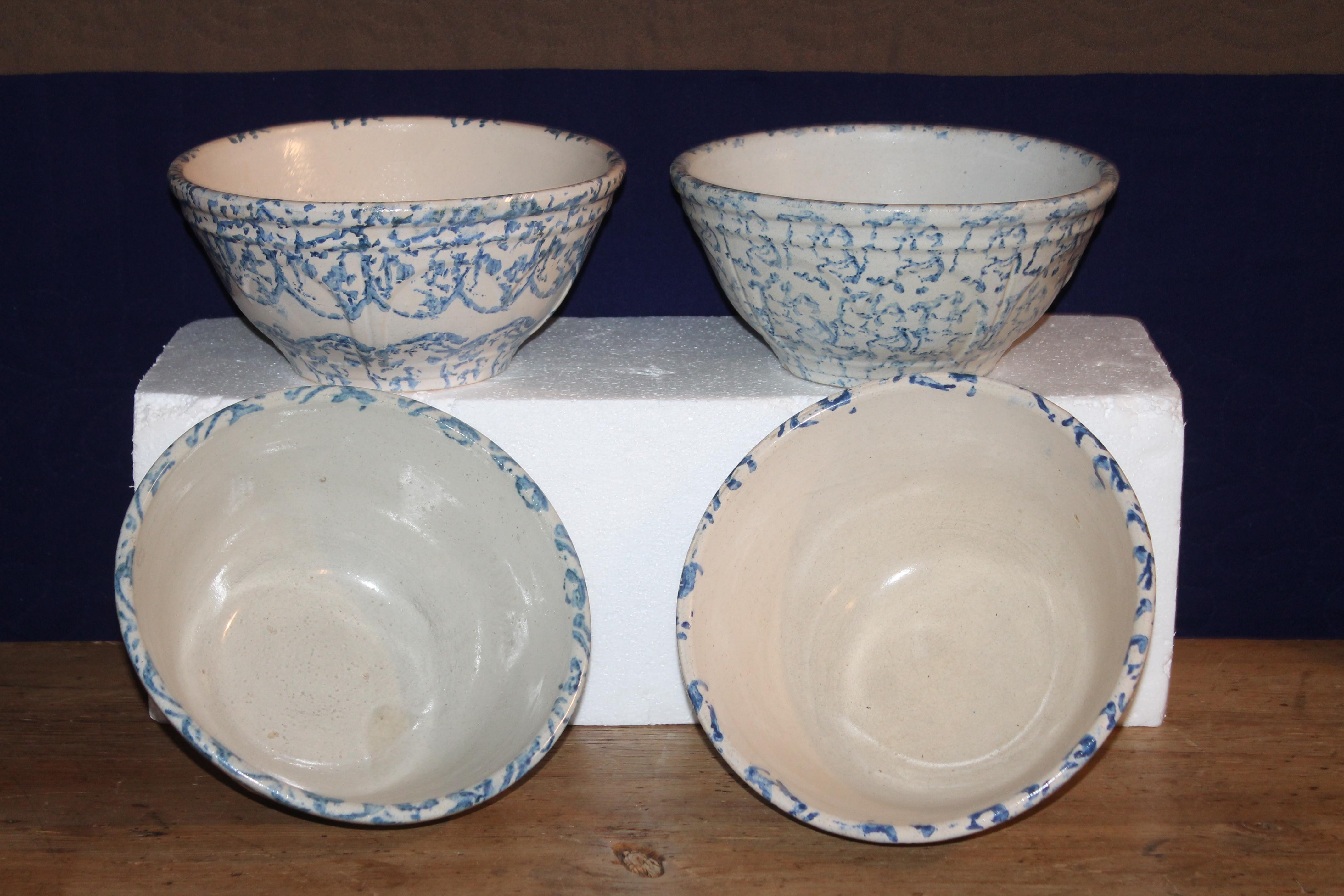 American Classical 19th Century Sponge Ware Mixing Bowls / Collection of Four For Sale