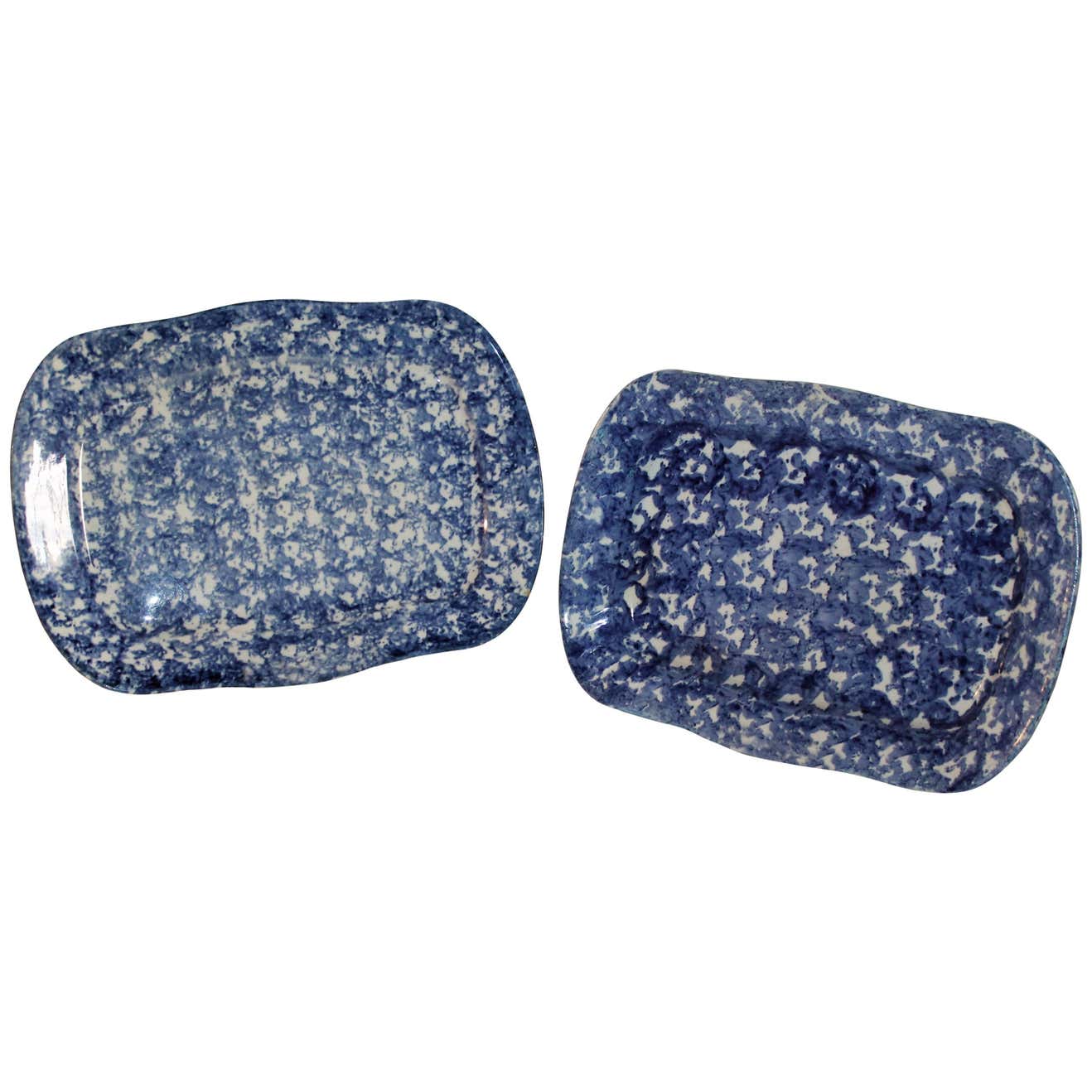 Patterned Sponge 19th Century Sponge Ware Patterned Serving Platters For Sale at 1stDibs