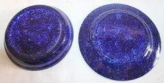19th Century Sponge Ware Pie Dish and Serving Plate Two Pieces
