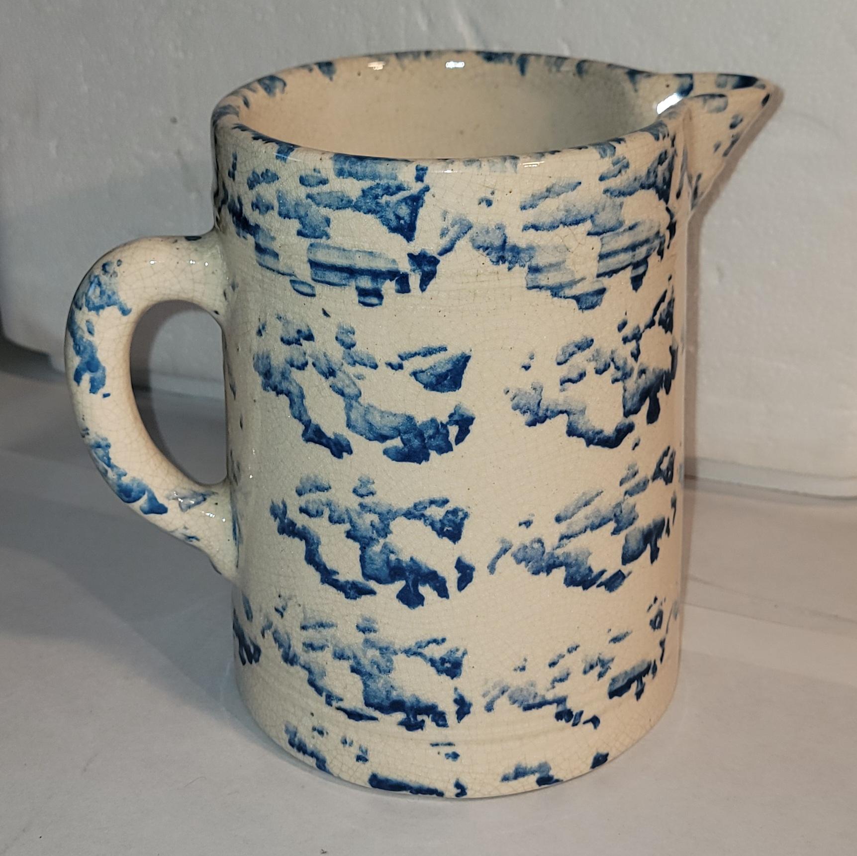 Folk Art 19thc Sponge Ware Pitcher For Sale