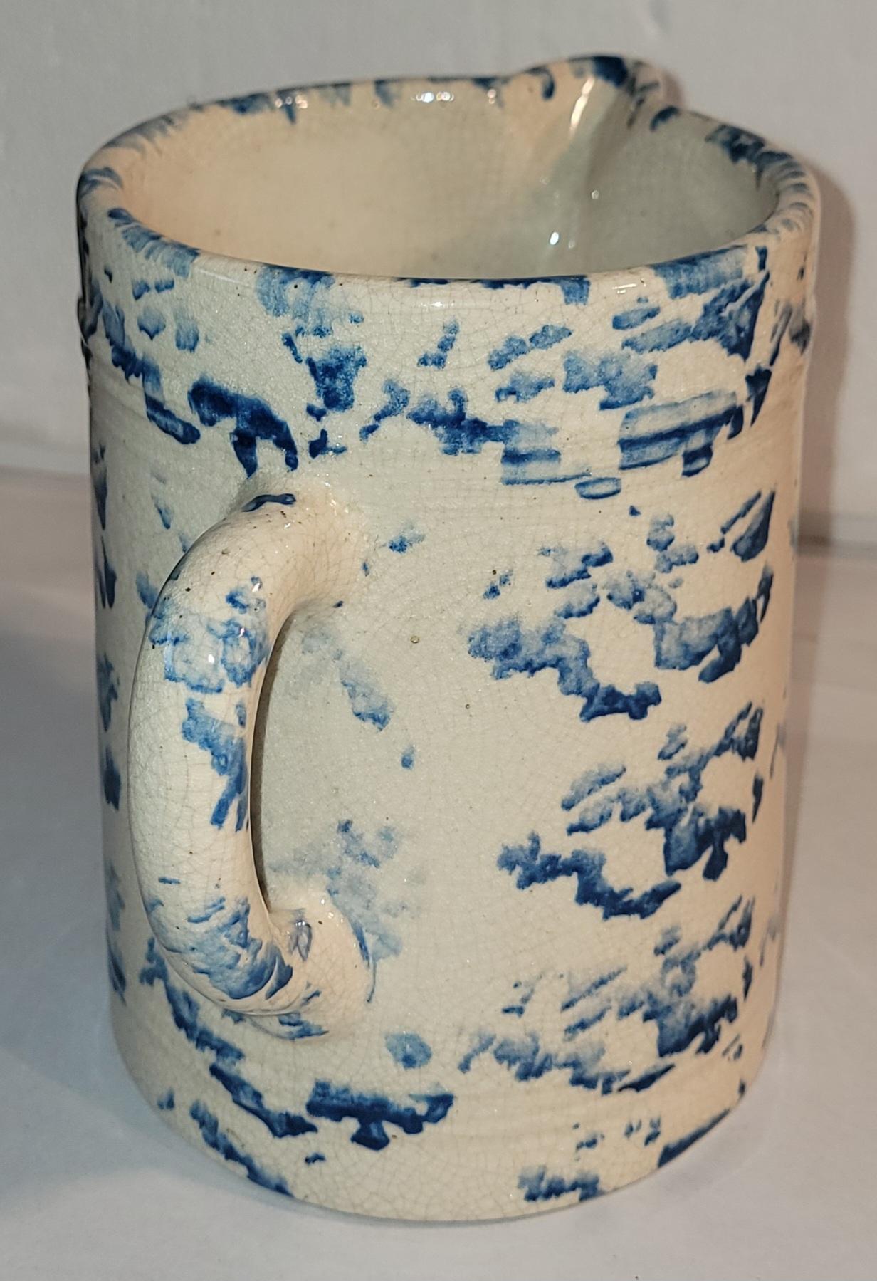 American 19thc Sponge Ware Pitcher For Sale