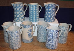 19th Century Sponge Ware Pitchers, Nine Pcs. Collection