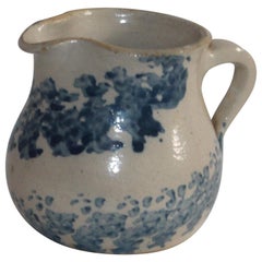 19th Century Sponge Ware Pottery Cream Pitcher