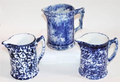 19th Century Sponge Ware Water Pitchers