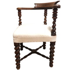 Antique 19th Century Spool Leg Corner Chair, England