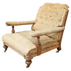 19th century square back open armchair in the manner of Howard and sons