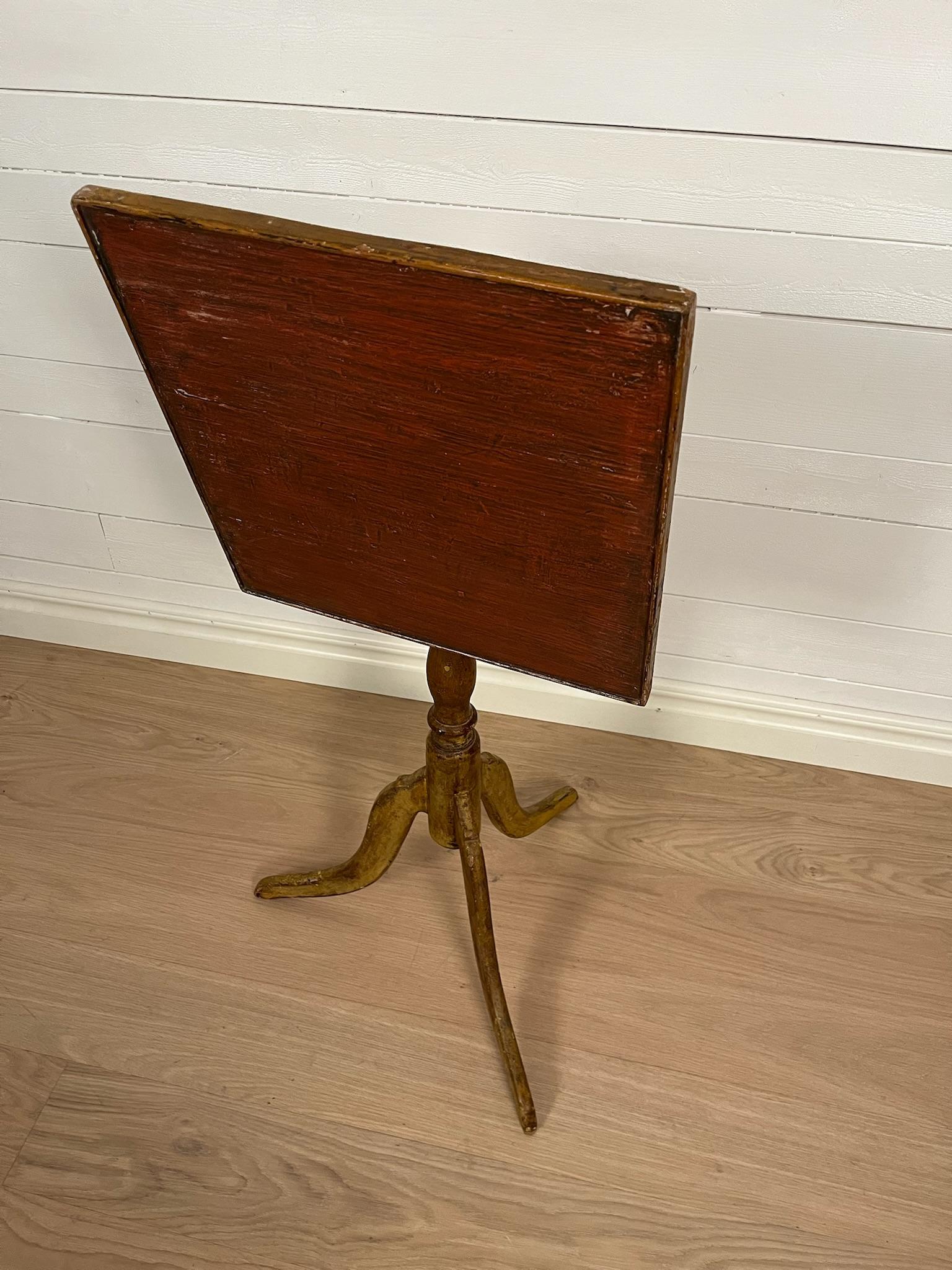 Swedish 19th Century Square Folding Table Handcrafted Original Painted For Sale