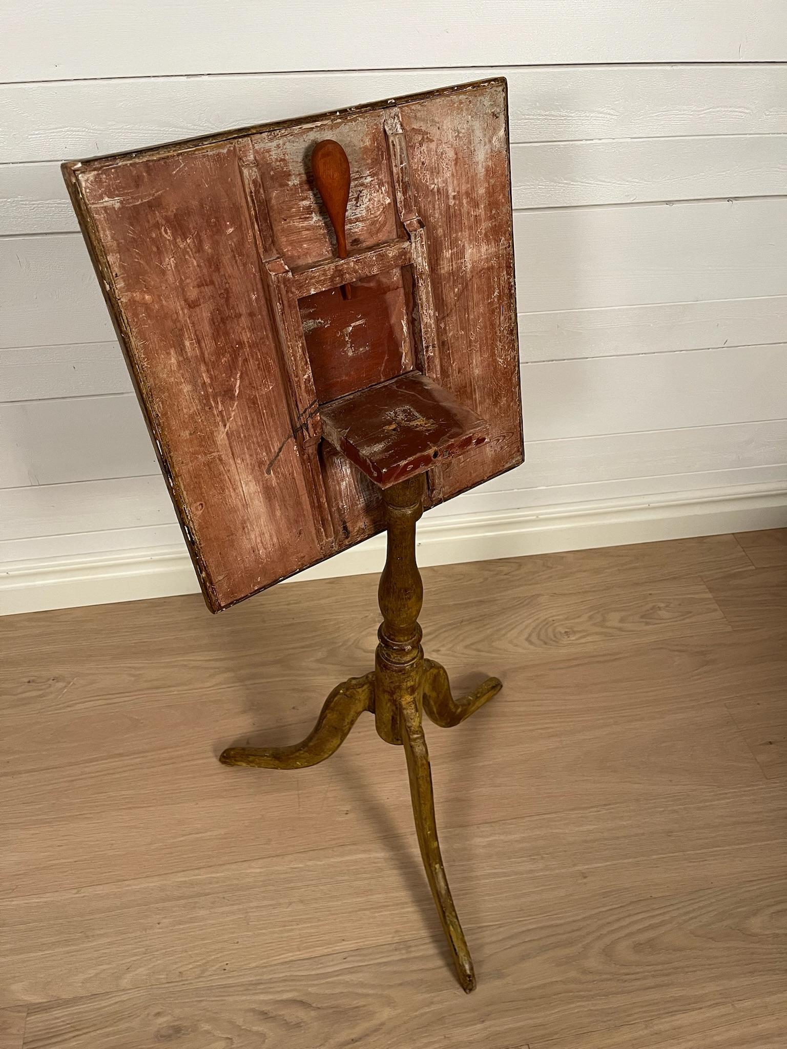 19th Century Square Folding Table Handcrafted Original Painted In Good Condition For Sale In Kvidinge, SE