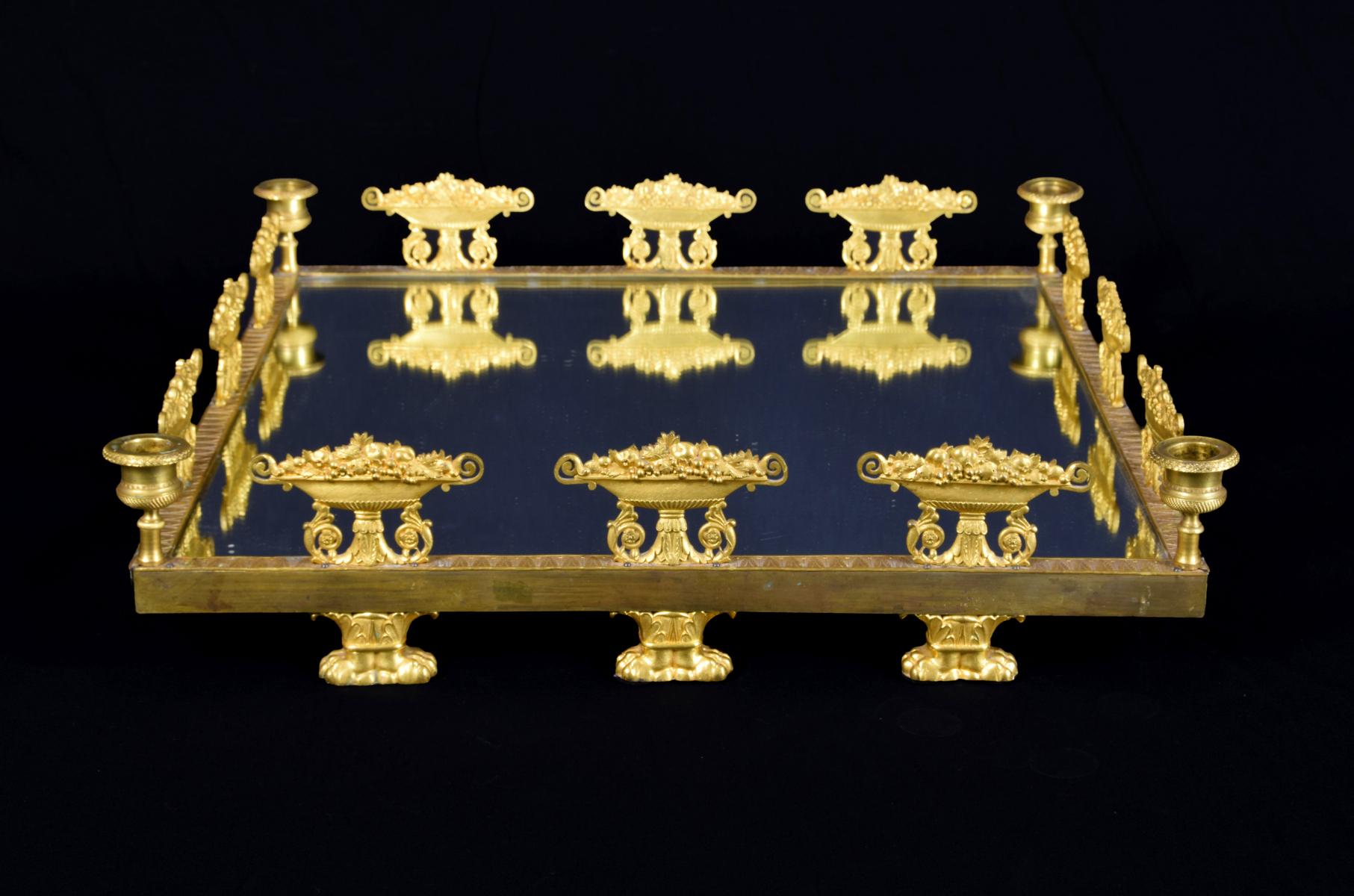 19th Century Square Gilt Bronze Empire Centerpiece 10