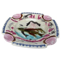 19ème siècle Plaque murale carrée en majolique avec sirène Nimy Les Mons