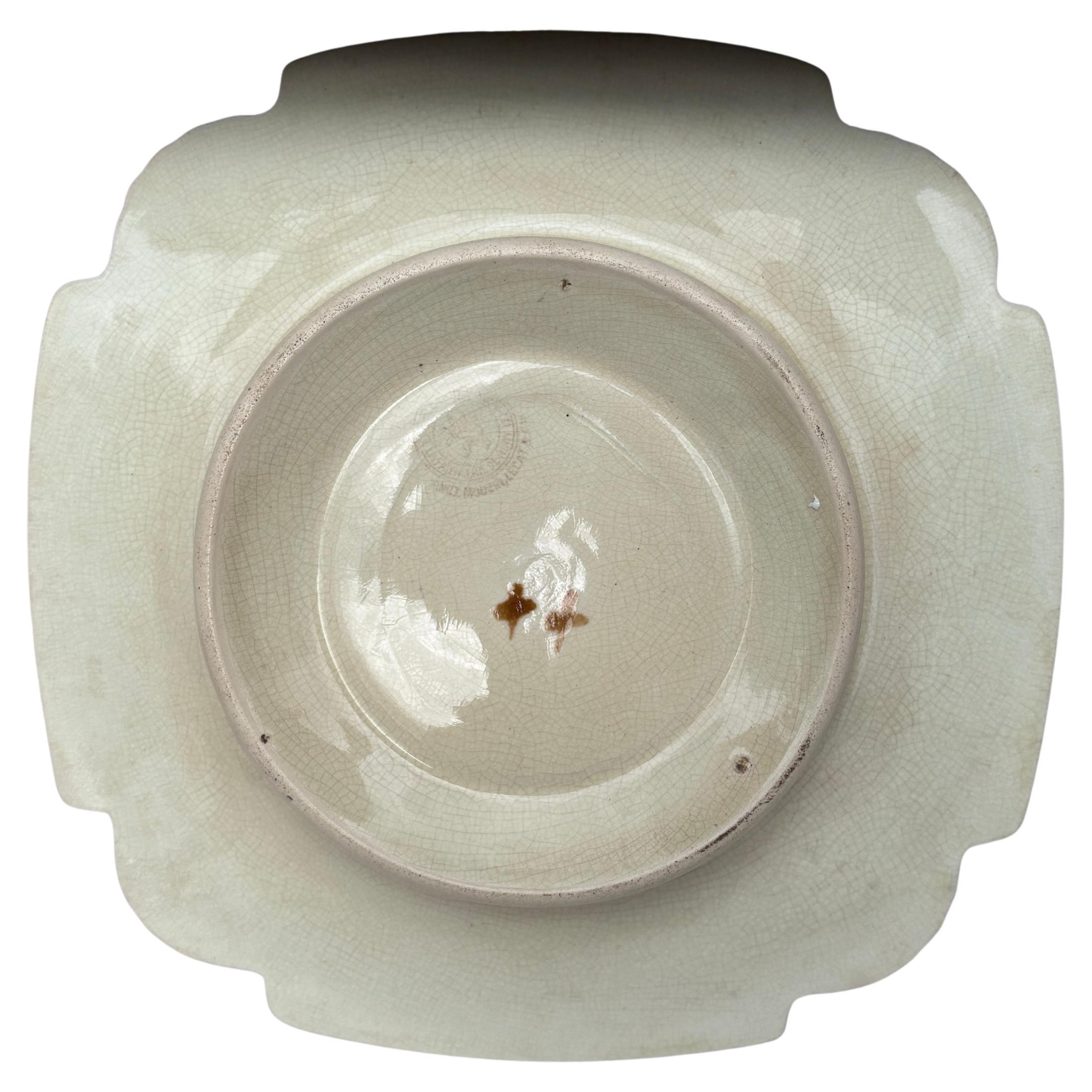 19. Jahrhundert Quadrat Majolika Meerjungfrau Wandteller Nimy Les Mons (Belgisch) im Angebot