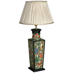 lampe à vase carré en porcelaine du 19ème siècle