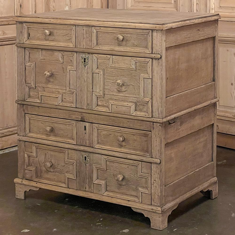 Hand-Crafted 19th Century Stacked Jacobean Chest of Drawers, Cabinet