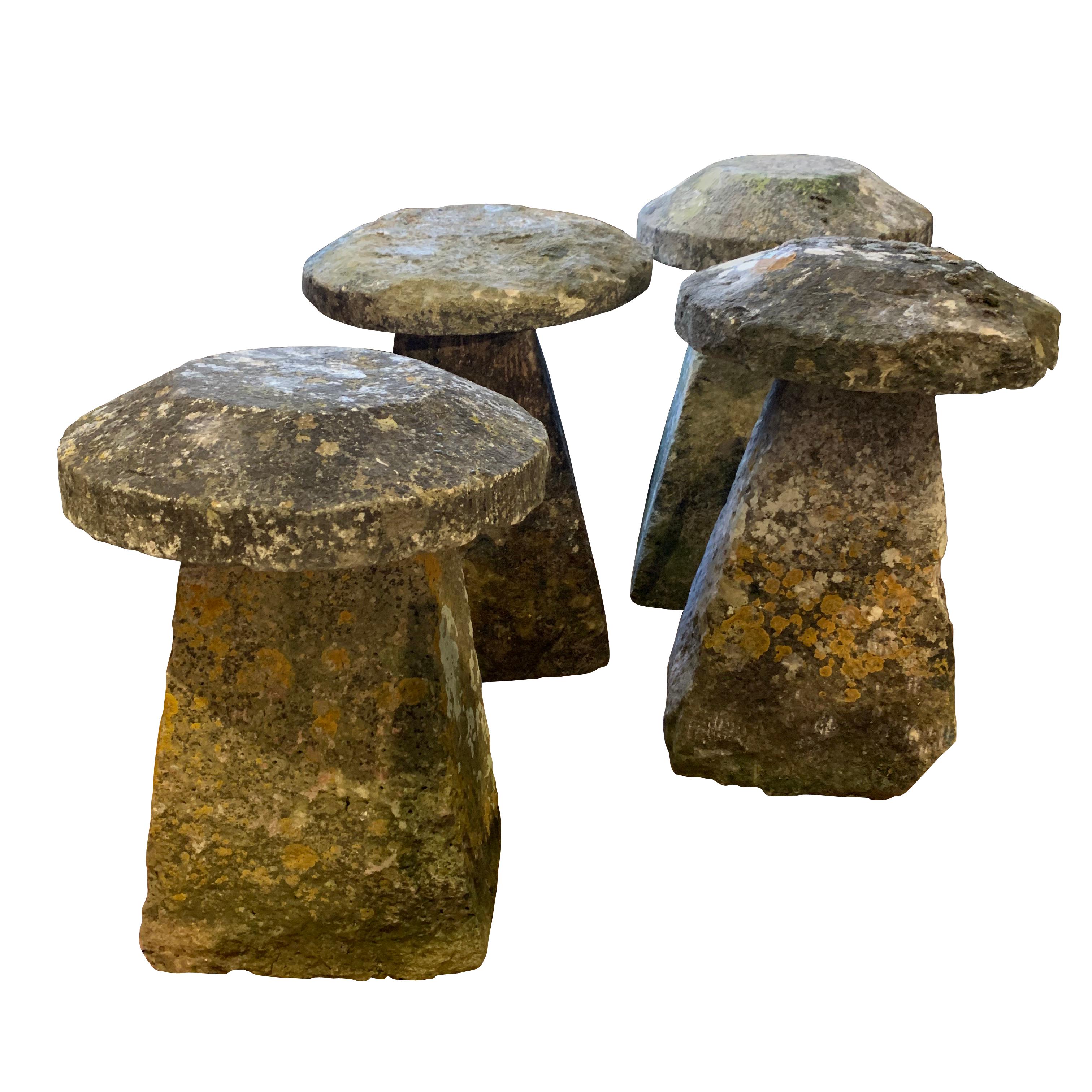 19th century English, from Cornwall, England impressively sized staddle stone
Oversized mushroom top with original moss and lichen
Beautiful natural patina
Originally used by farmers as foundations for their huts to store grain for the