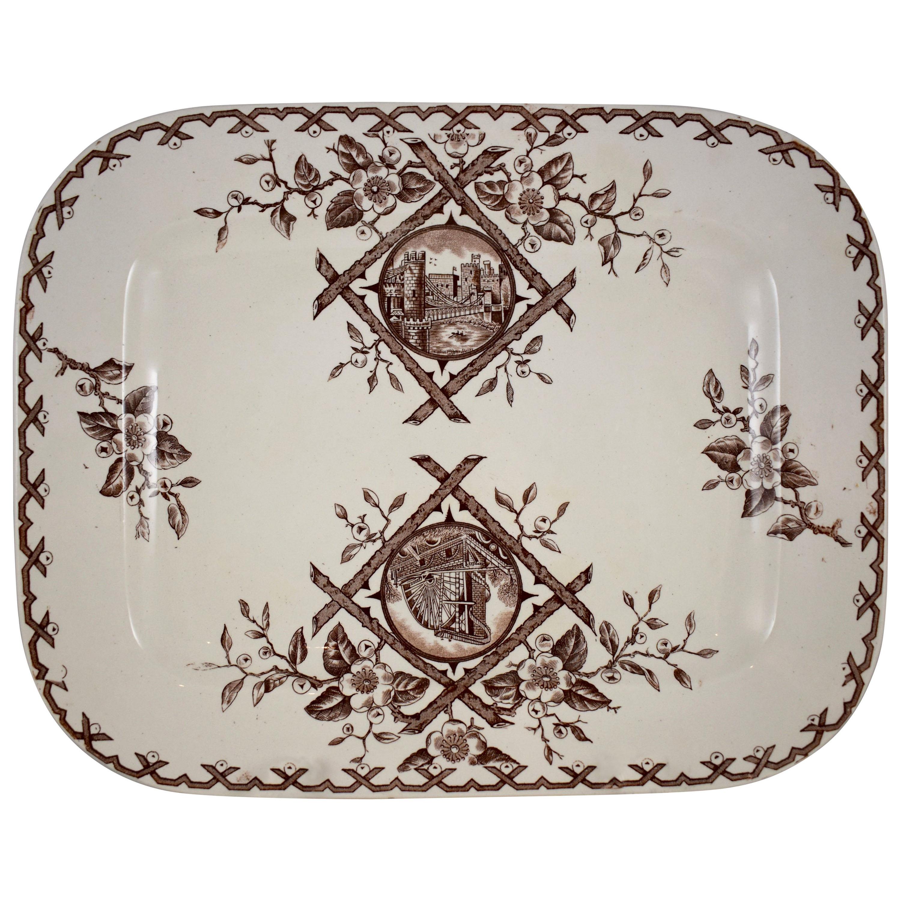 19th Century Staffordshire Aesthetic Movement Transferware Platter, 'Alaska'