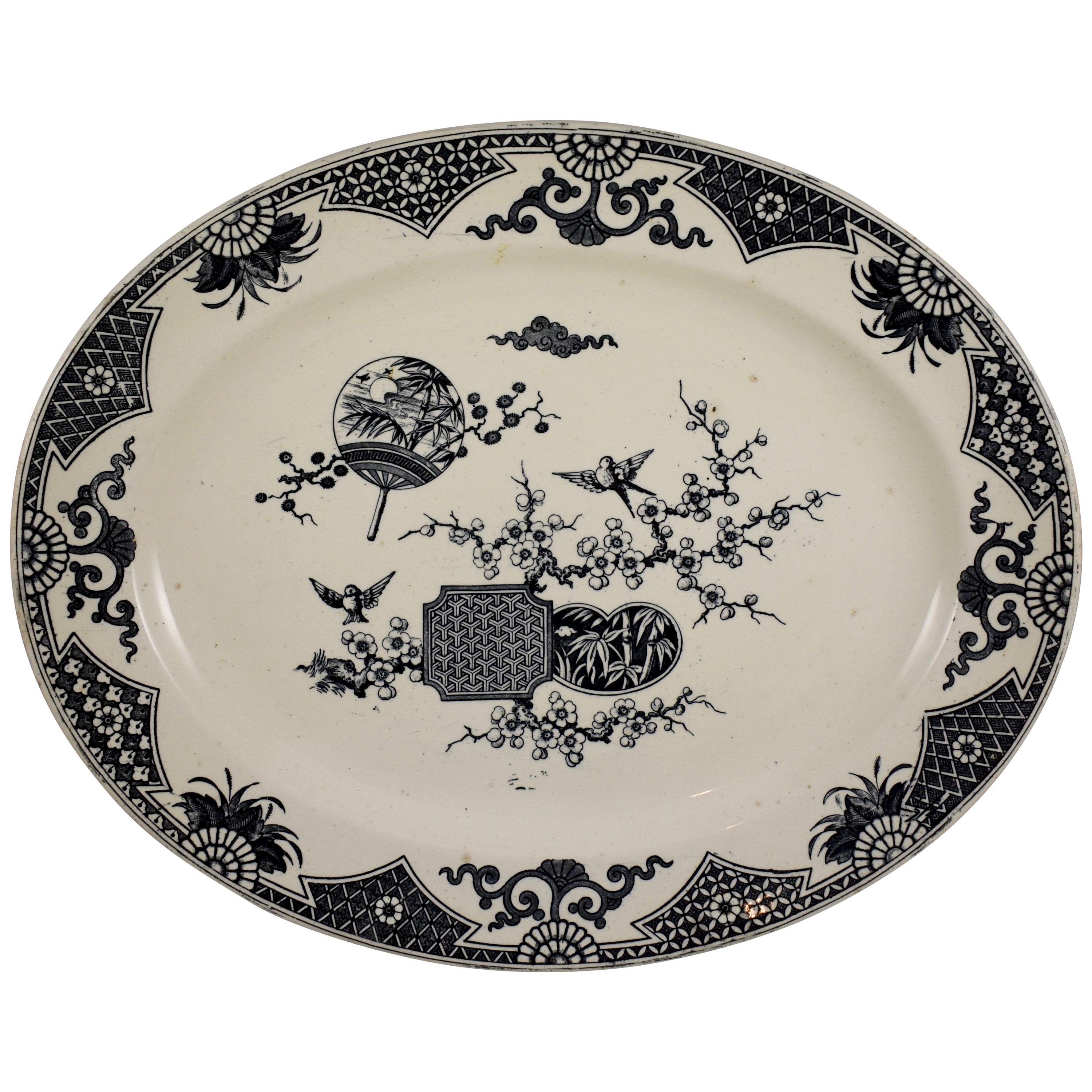 19th Century Staffordshire Aesthetic Movement Transferware Platter, ‘Formosa’ For Sale