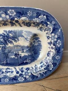 19th Century Staffordshire Blue and White Eton College Meat Platter
