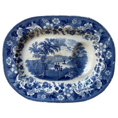 19th Century Staffordshire Blue and White Eton College Meat Platter