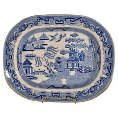 19th Century Staffordshire Blue Willow Platter