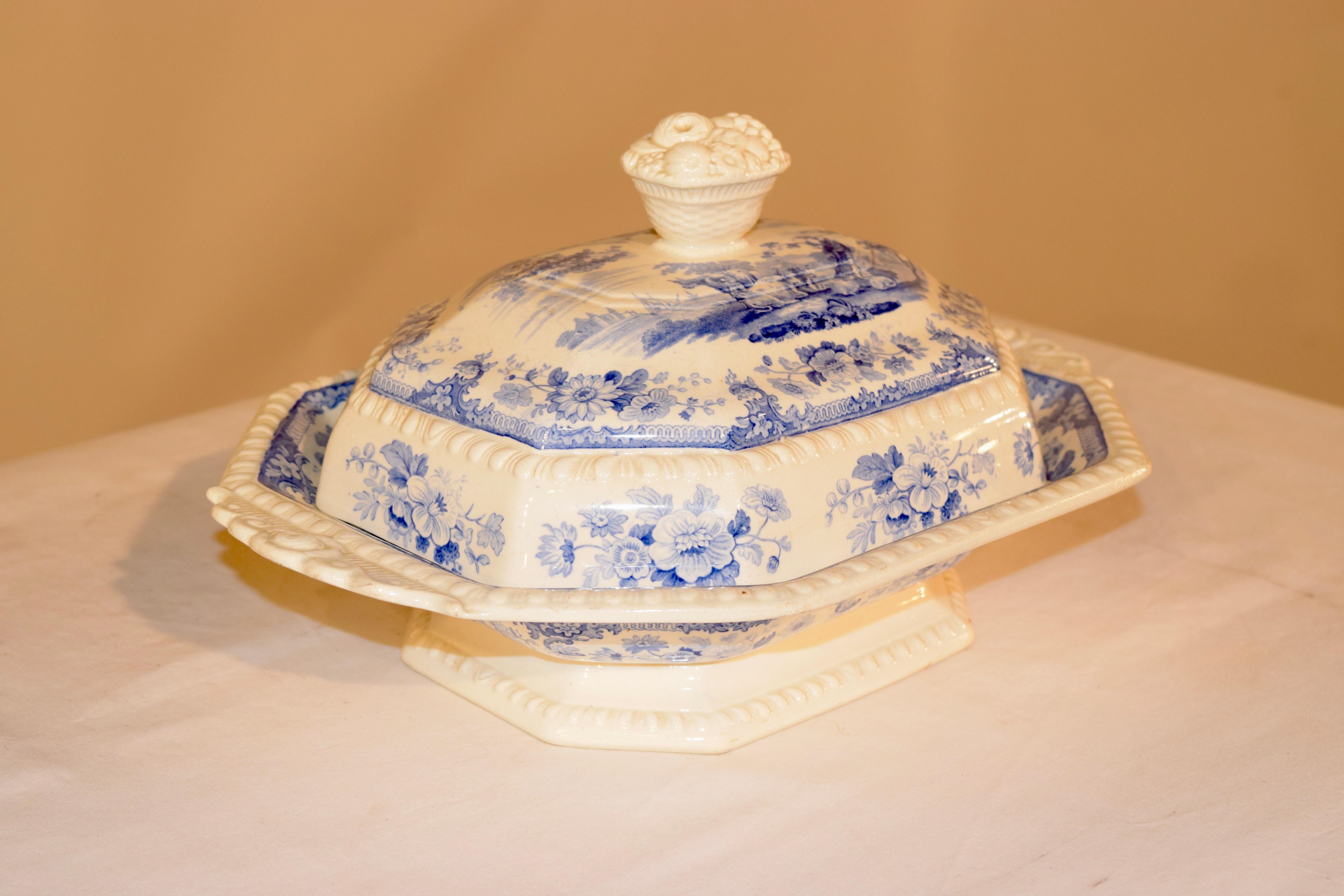 Victorian 19th Century Staffordshire Covered Vegetable Dish For Sale
