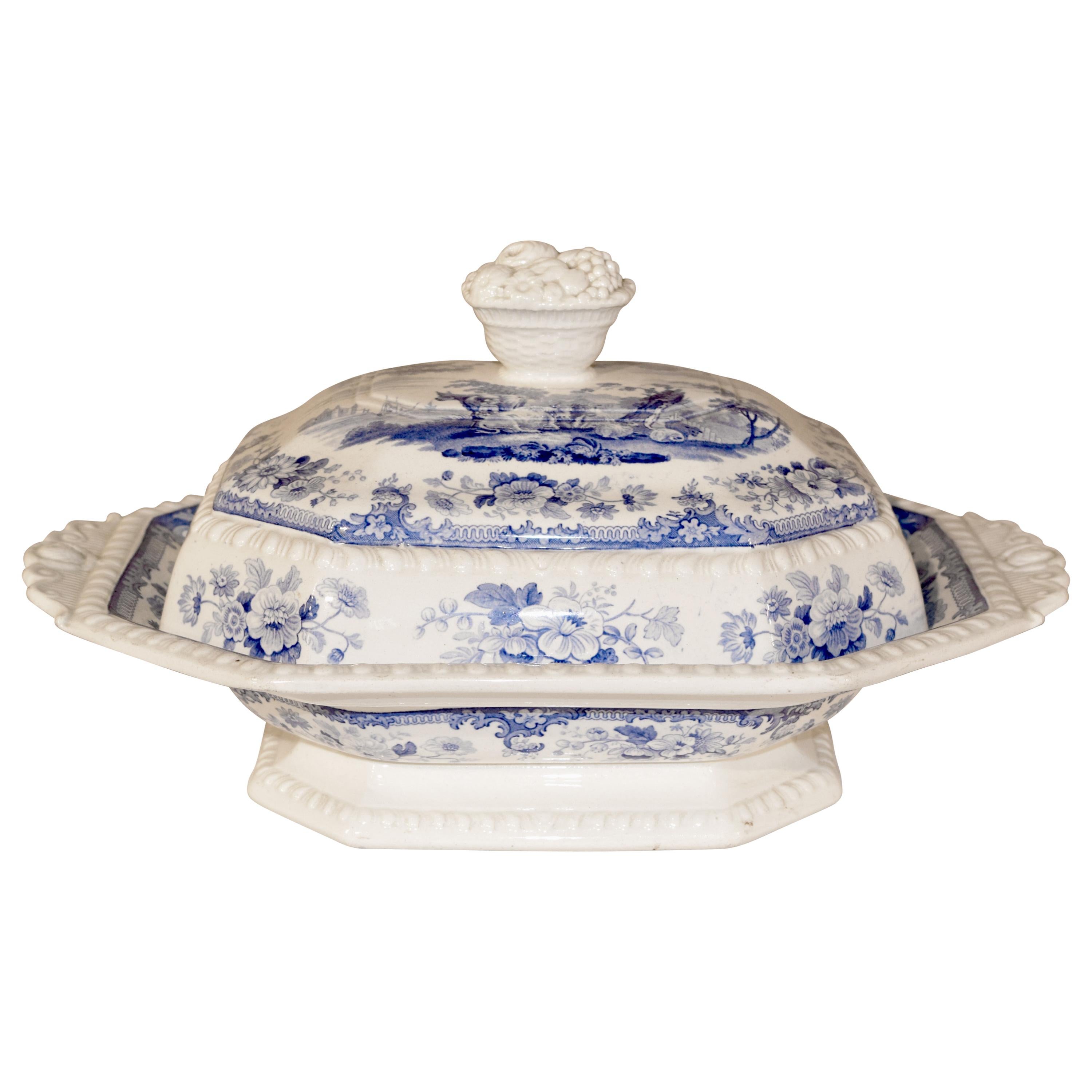 19th Century Staffordshire Covered Vegetable Dish