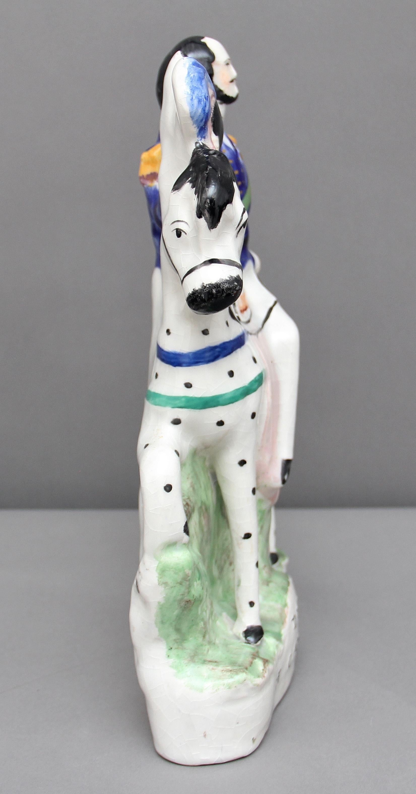 19th century Staffordshire figure of the Duke of Cambridge, lovely colors in in very good condition, circa 1854.