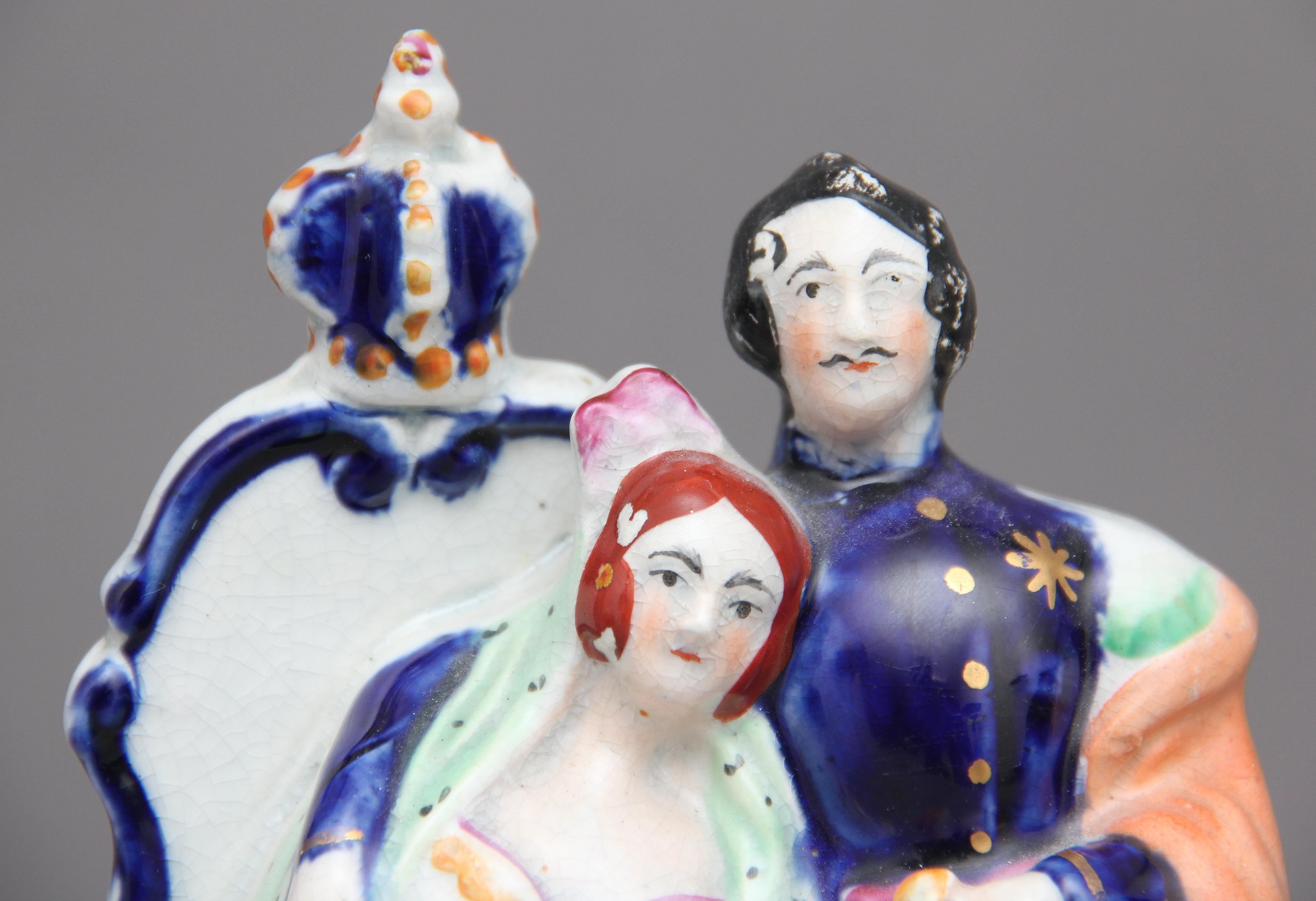 19th Century Staffordshire Figure of Queen Victoria and Prince Albert In Good Condition In Martlesham, GB