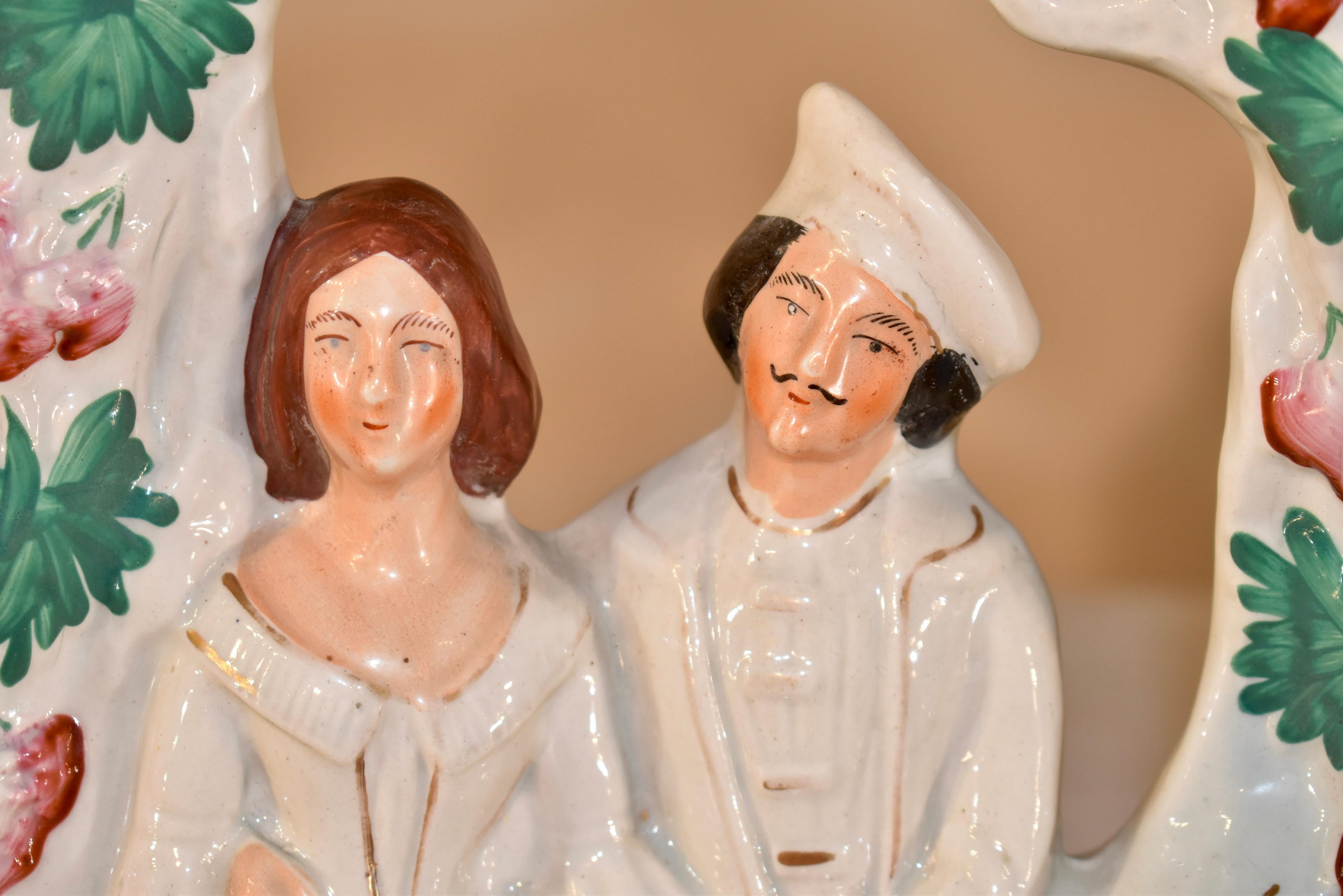 Victorian 19th Century Staffordshire Figures Under an Arbor For Sale