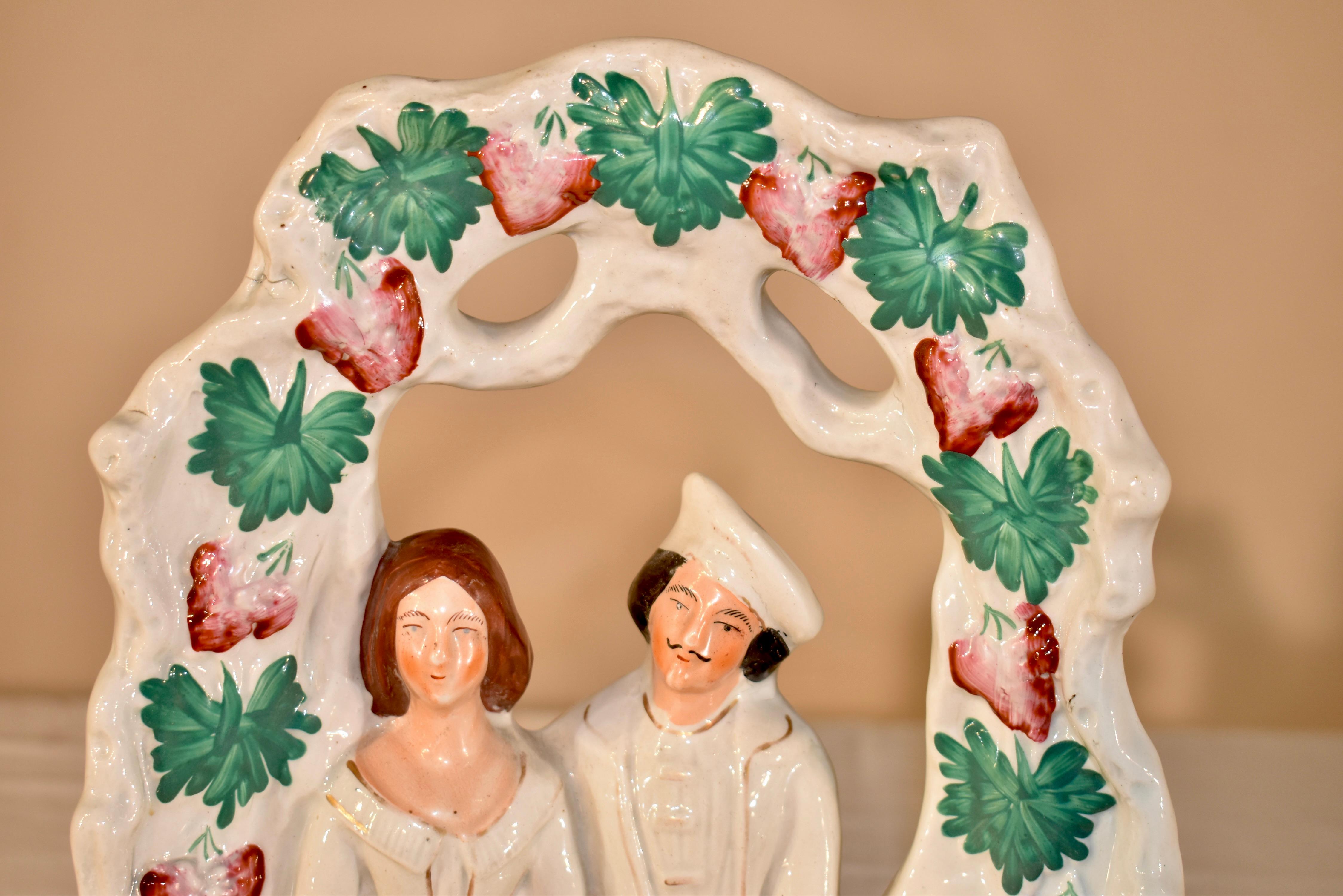 English 19th Century Staffordshire Figures Under an Arbor For Sale