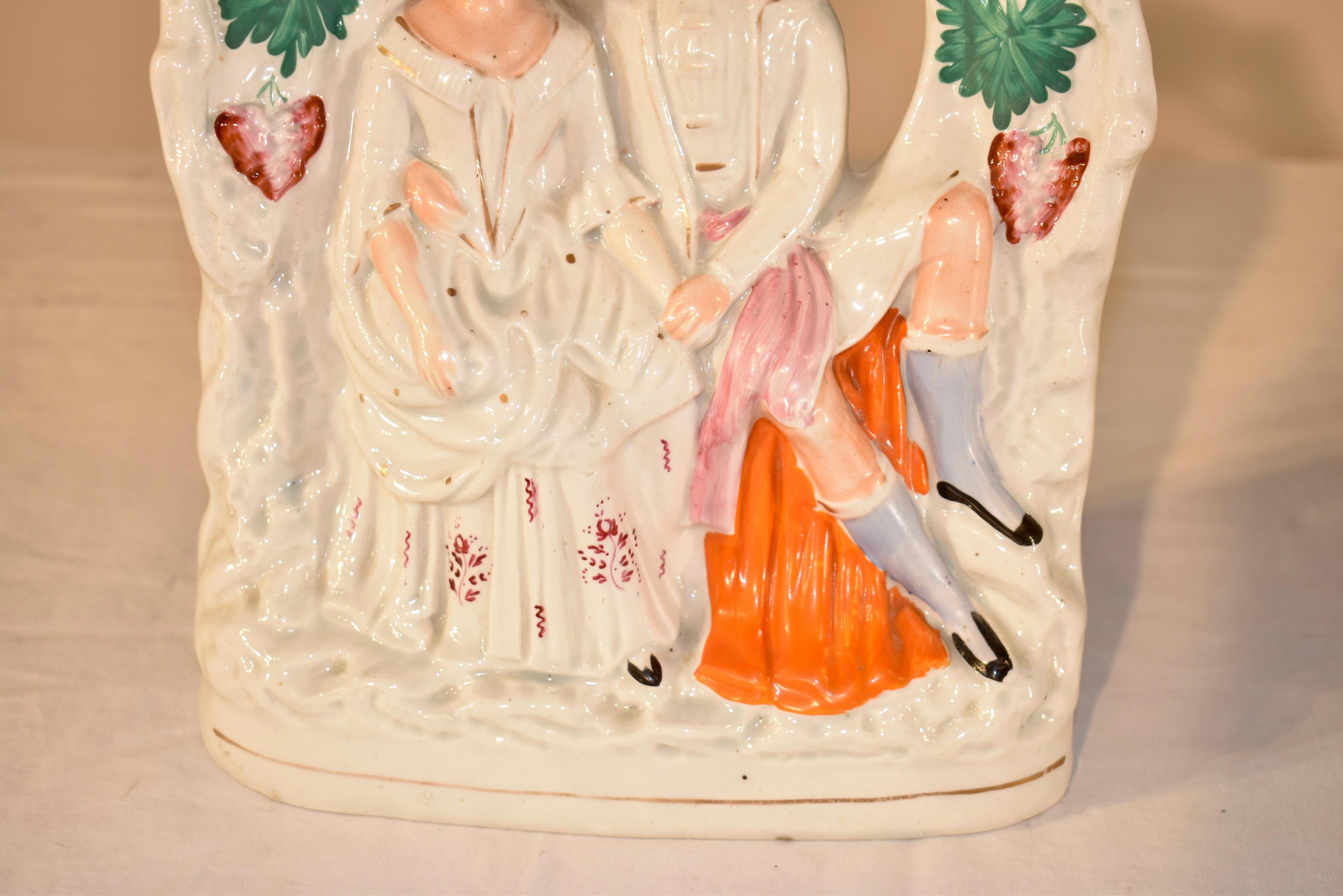 Glazed 19th Century Staffordshire Figures Under an Arbor For Sale