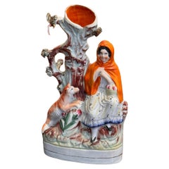 19th Century Staffordshire Figurine Bud Vase Antique 19th Century Staffordshire Figurine Bud Vase