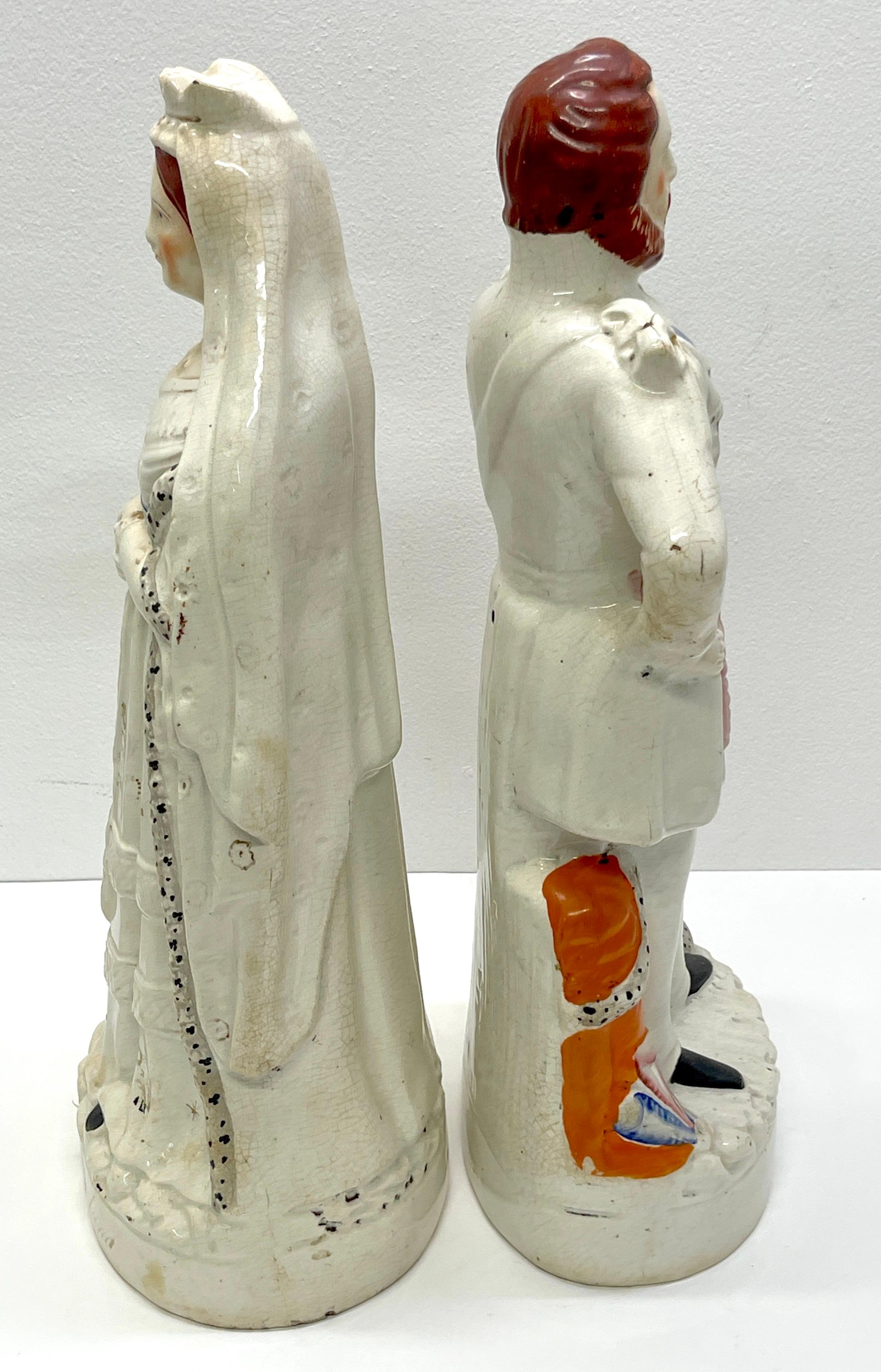 English 19th Century Staffordshire Figurines of Queen Victoria and Prince Albert 'Large' For Sale