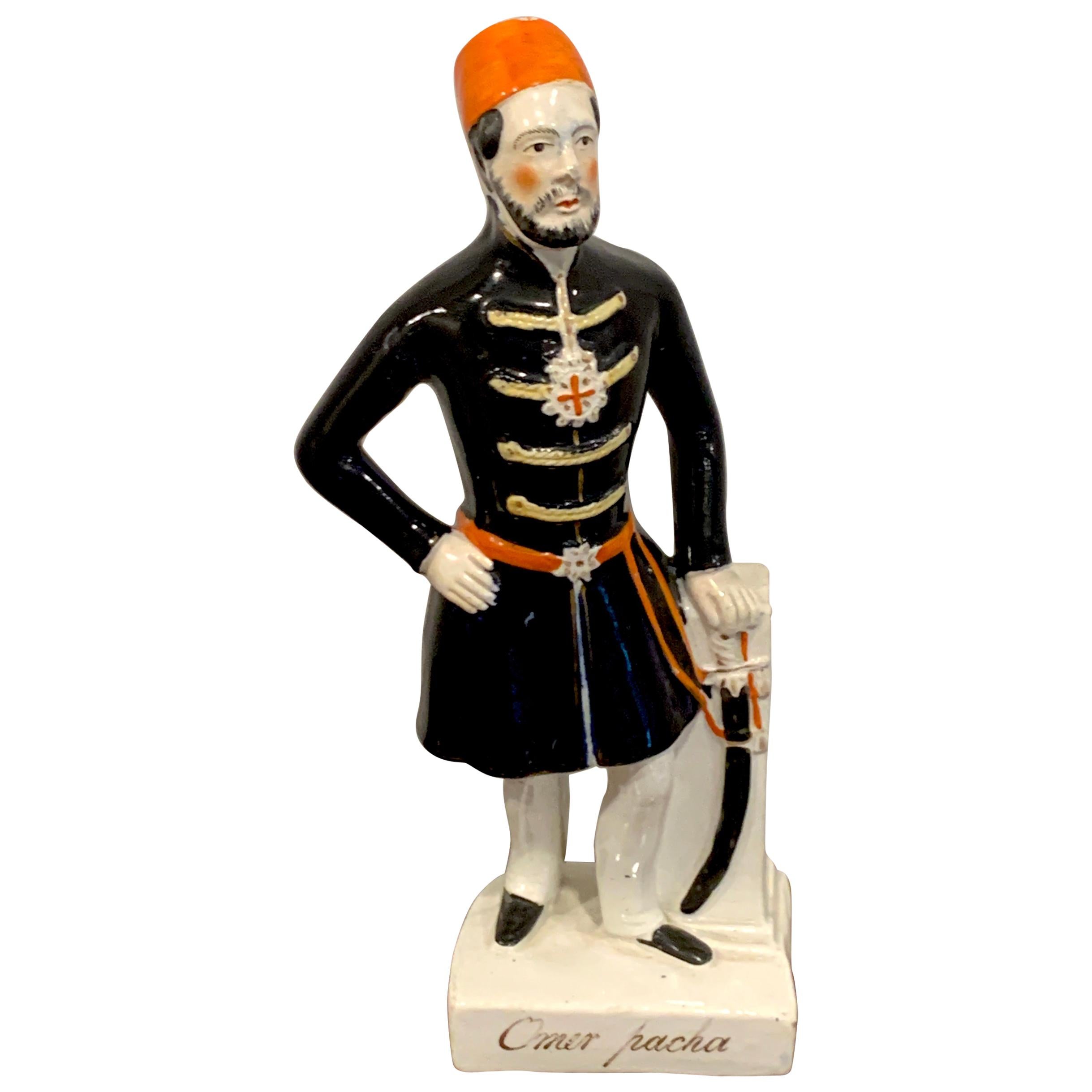 19th Century Staffordshire Military Portrait Figure of Omar Pacha For Sale