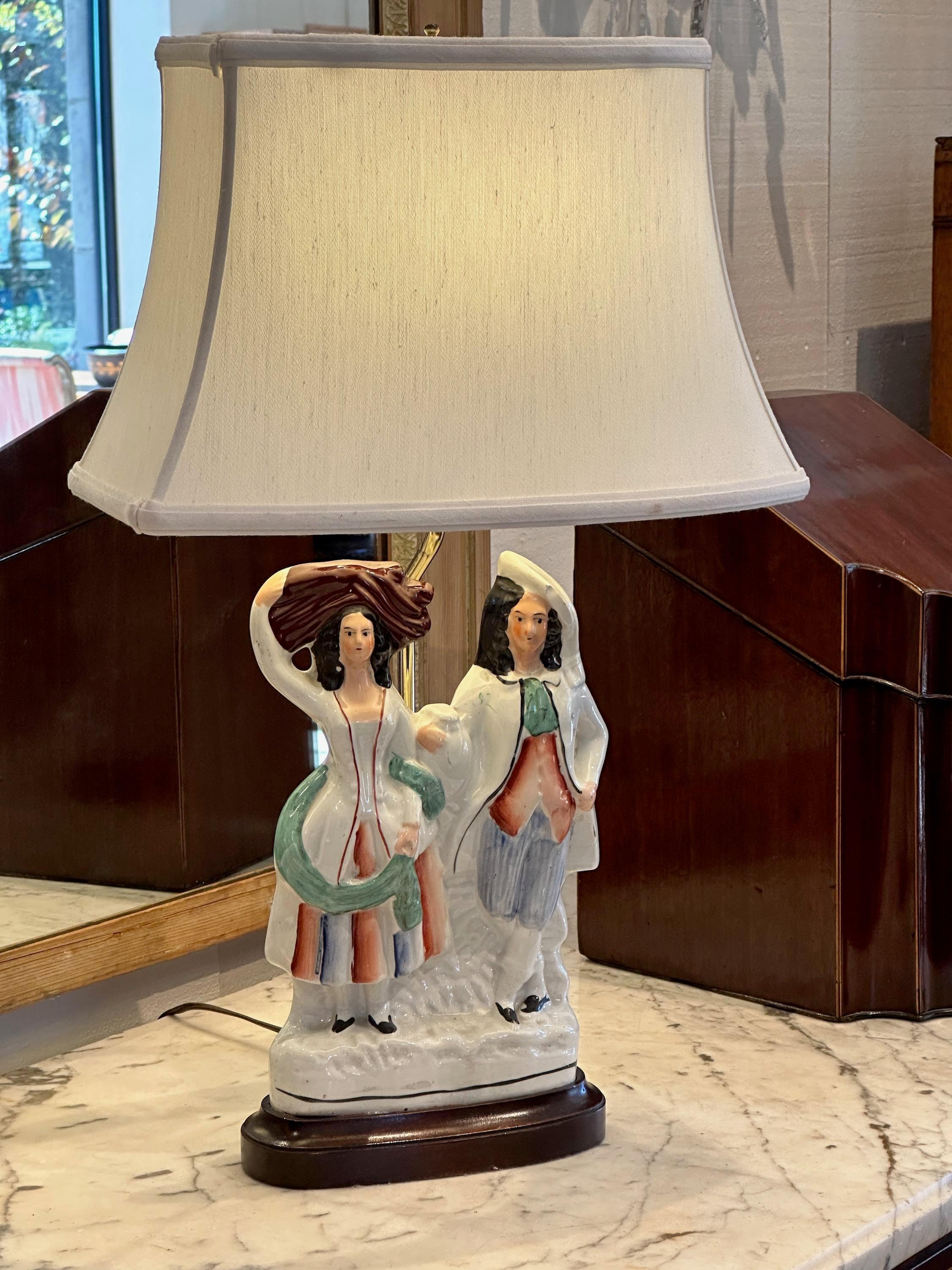 19th Century Staffordshire Mounted as Lamp In Good Condition For Sale In Charlottesville, VA