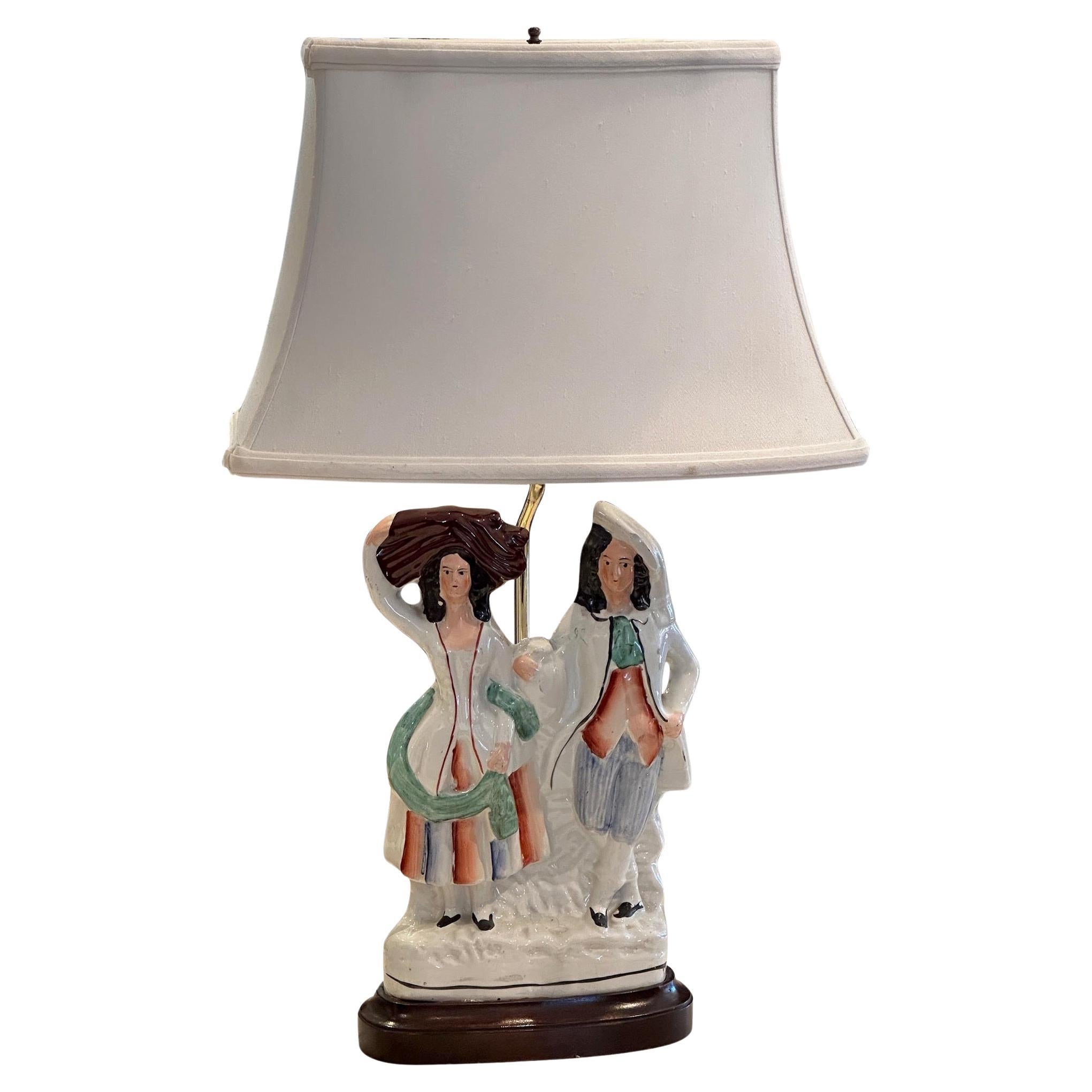 Staffordshire-Lampe als Lampe montiert, 19. Jahrhundert im Angebot