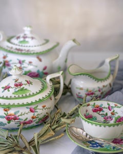 19th Century Staffordshire Porcelain Chinoiserie Tea Set