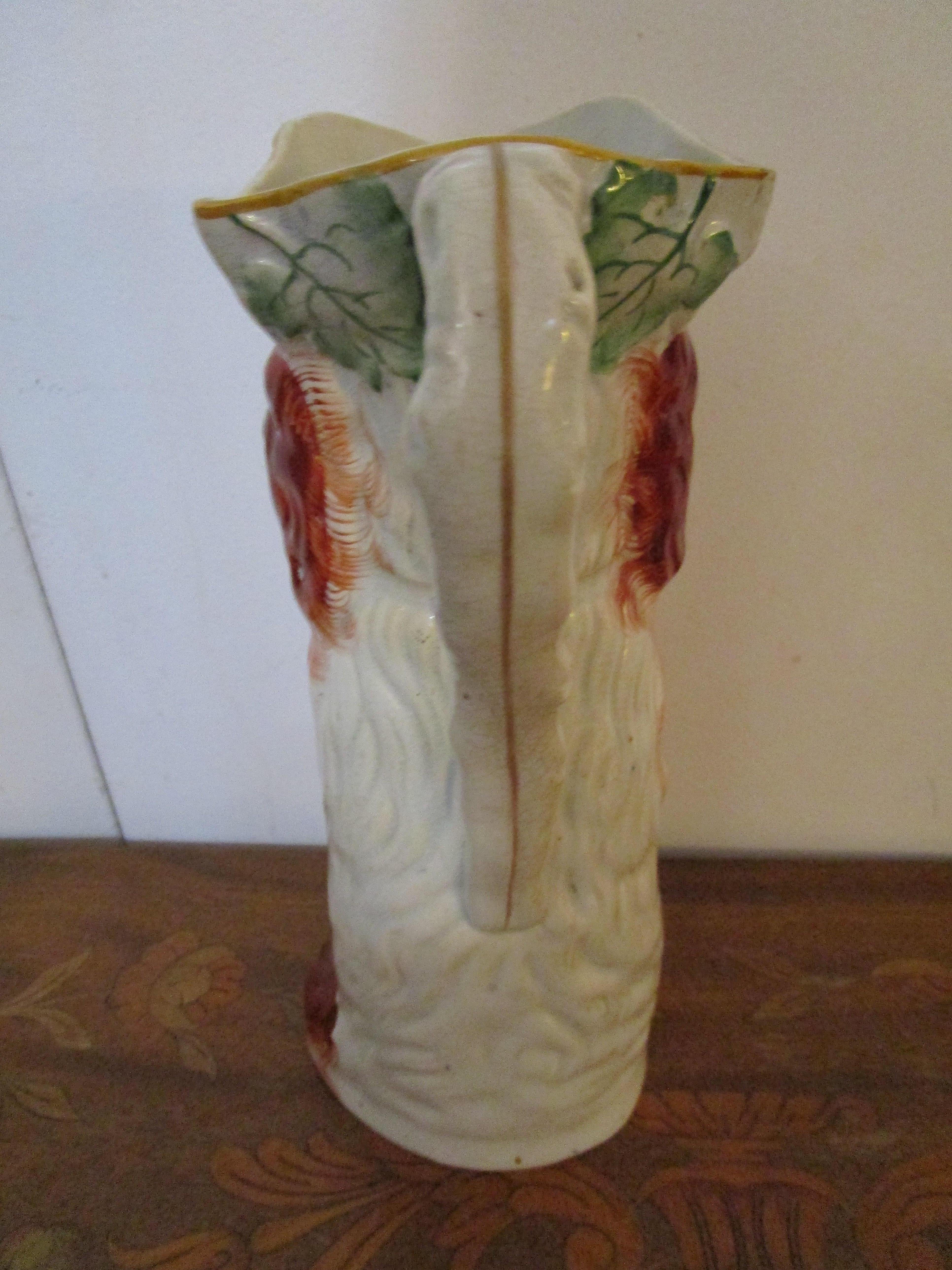 Ceramic 19th Century Staffordshire Red and White Begging Spaniel Toby Jug For Sale