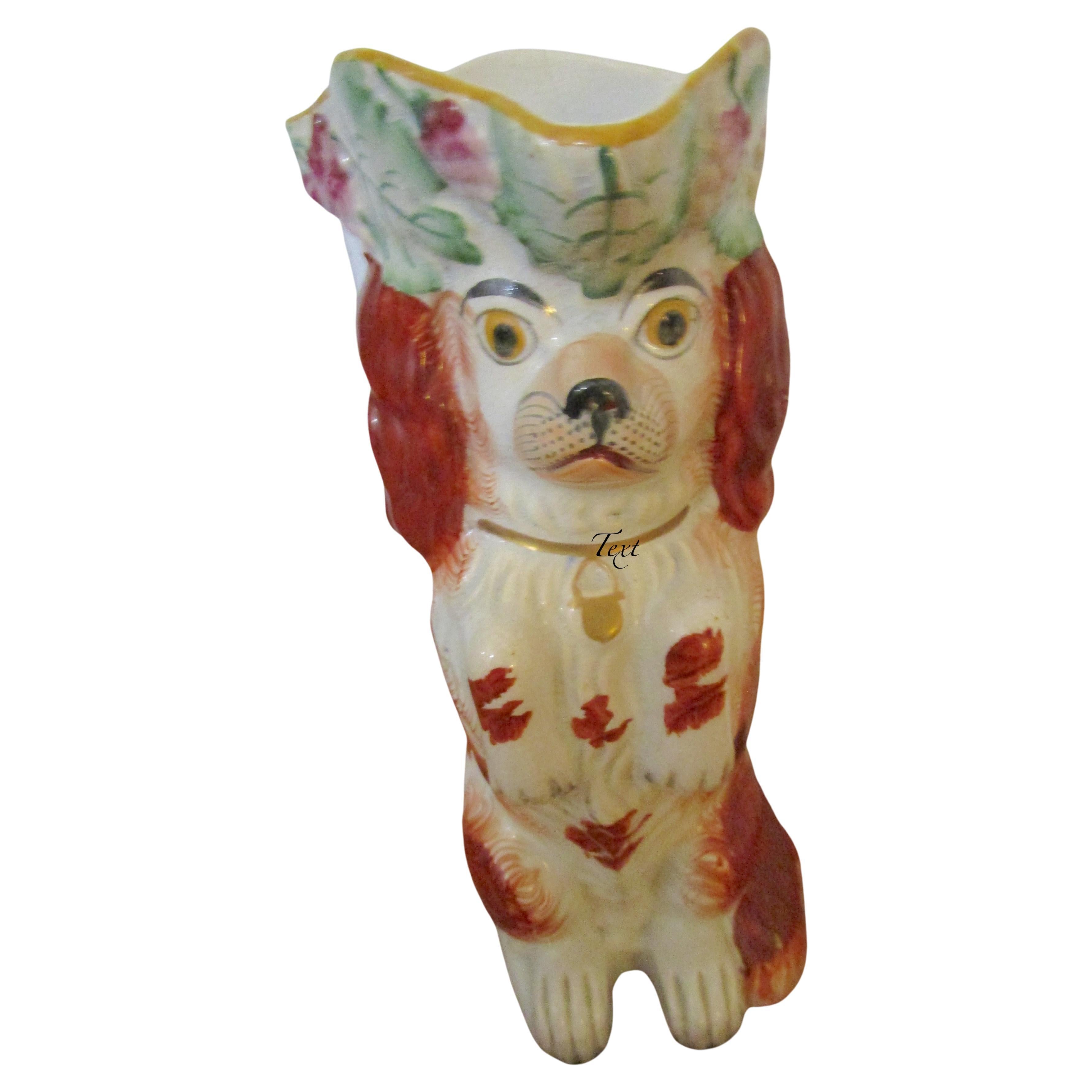 19th Century Staffordshire Red and White Begging Spaniel Toby Jug 1