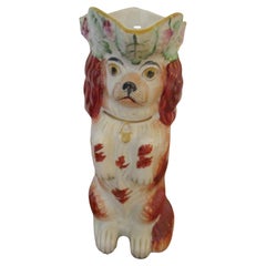 19th Century Staffordshire Red and White Begging Spaniel Toby Jug