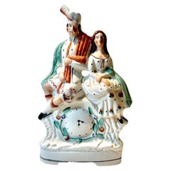 19. Jahrhundert Staffordshire schottischen Mann und Mädchen Figurine